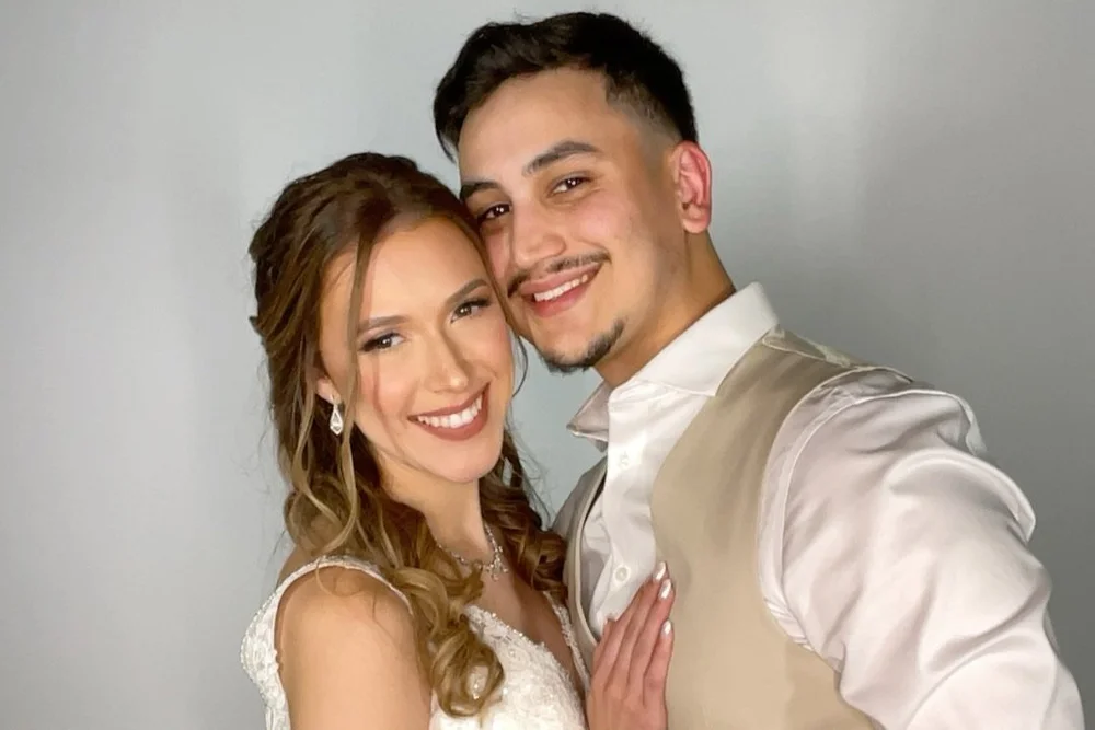 Bride and groom selfie